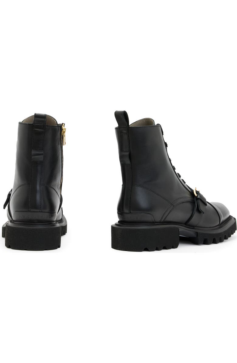 AllSaints Tori Lug Sole Combat Boot, Alternate, color, Black/ Warm Brass