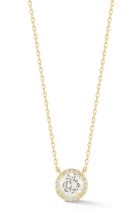 Cubic Zirconia Round Halo Pendant Necklace