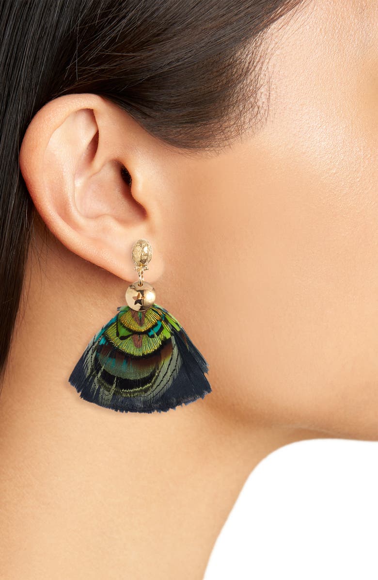 Gas Bijoux Bermude Feather Hoop Earrings, Alternate, color,