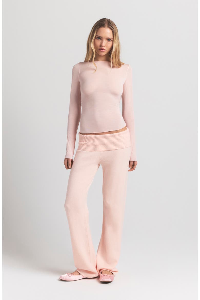 Sheer Modal Blend Long Sleeve Boat Neck Top, Alternate, color, PRIMROSE