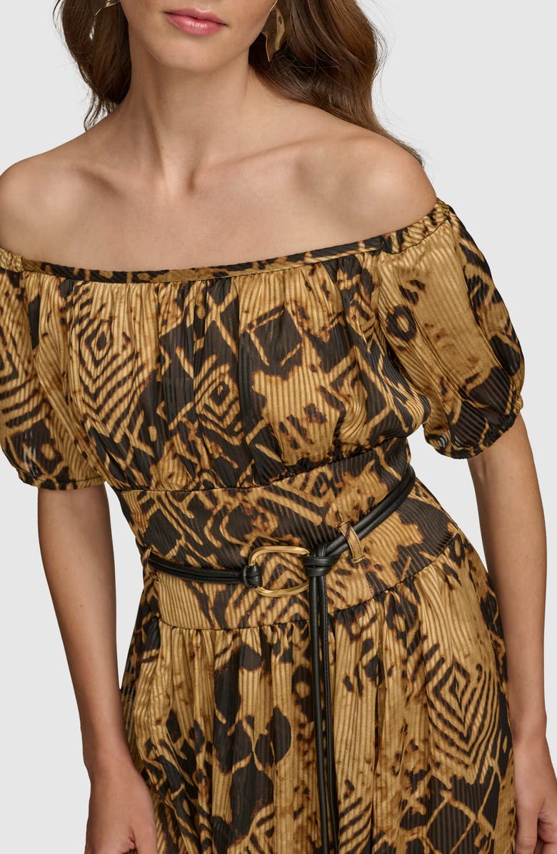 Donna Karan New York Abstract Print Off the Shoulder Dress, Alternate, color, 