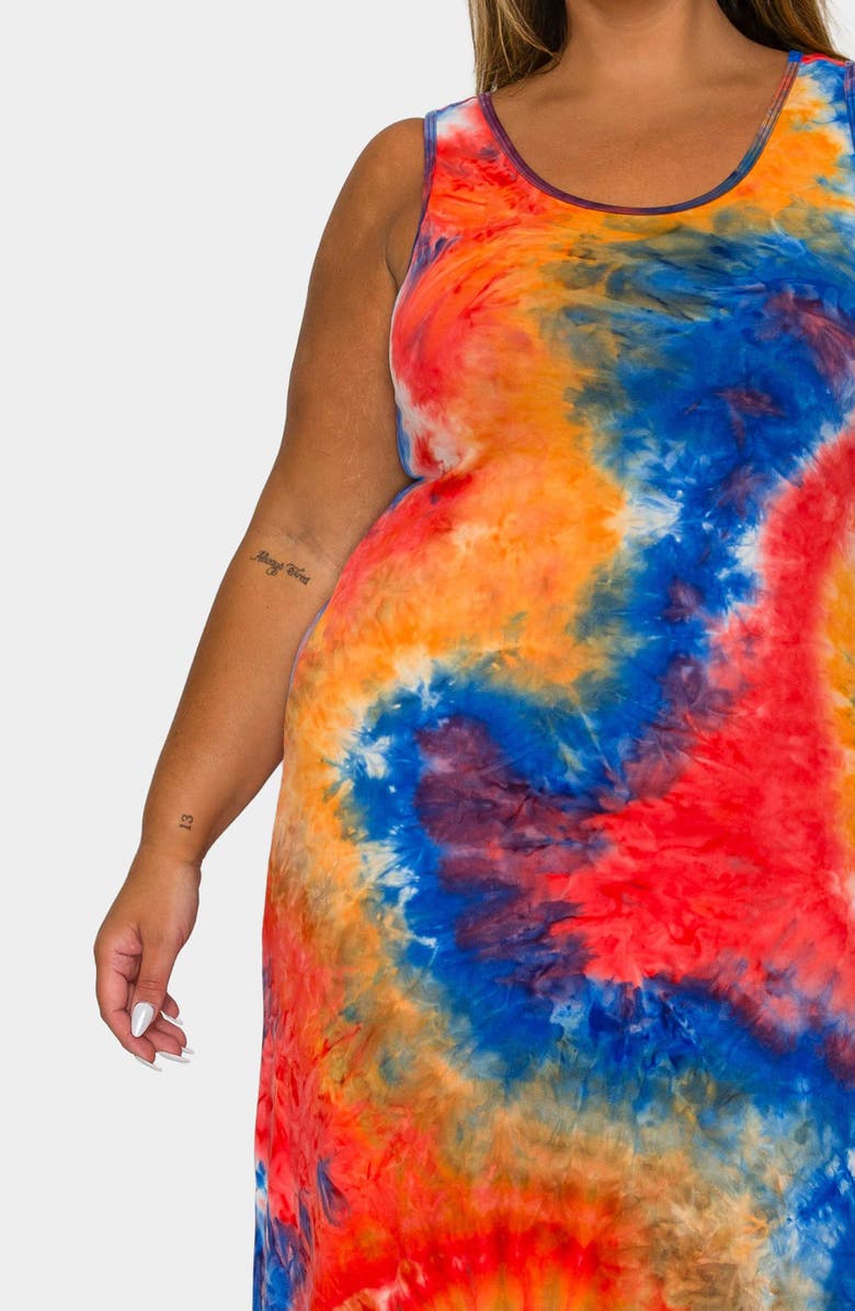 L I V D Zola Tie Dye Tank Dress, Alternate, color, Red Orange Royal