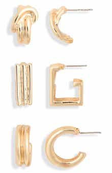 3-Pack Geo Assorted Hoop Earrings