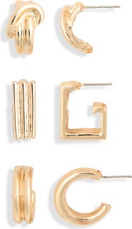 NORDSTROM RACK 3-Pack Geo Assorted Hoop Earrings