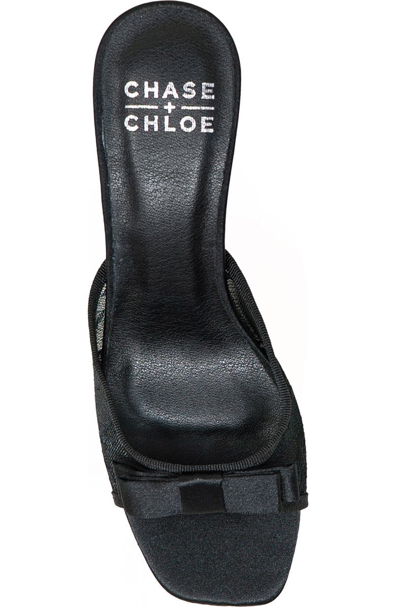 CHASE AND CHLOE Jabari Satin Bow Lace Sandal, Alternate, color, Black Satin