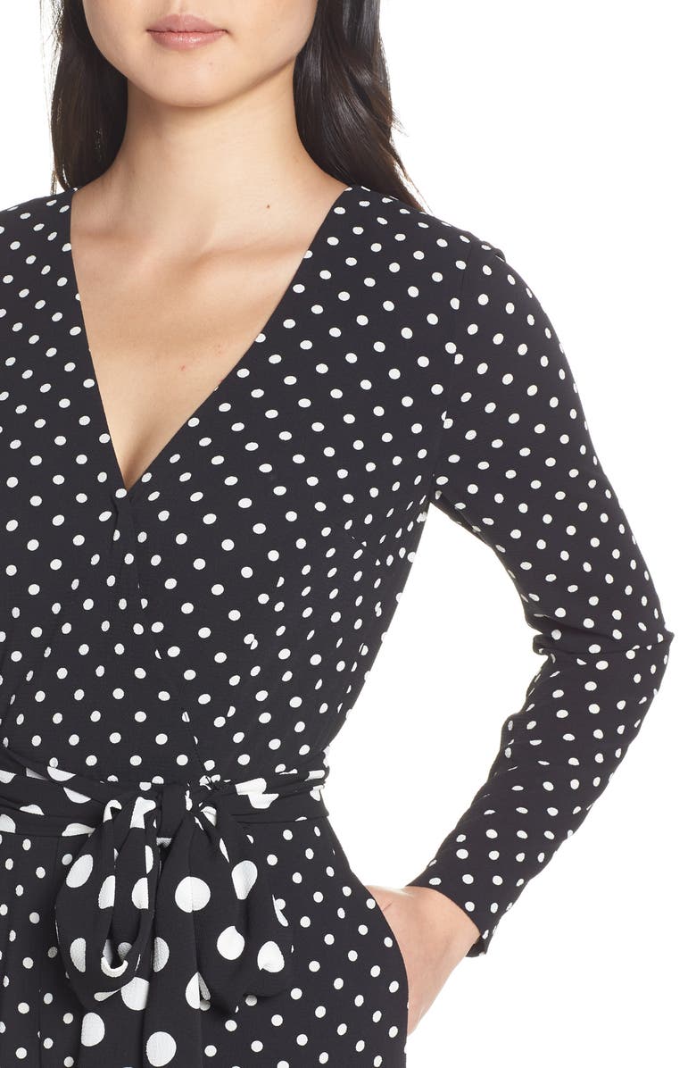 Eliza J Polka Dot Crepe Jumpsuit, Alternate, color,