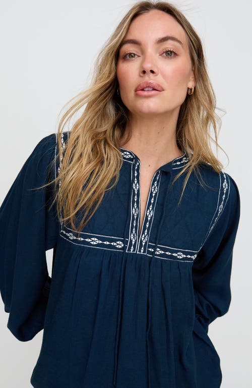 Raffya Baez Billowy Sleeve Blouse In Blue