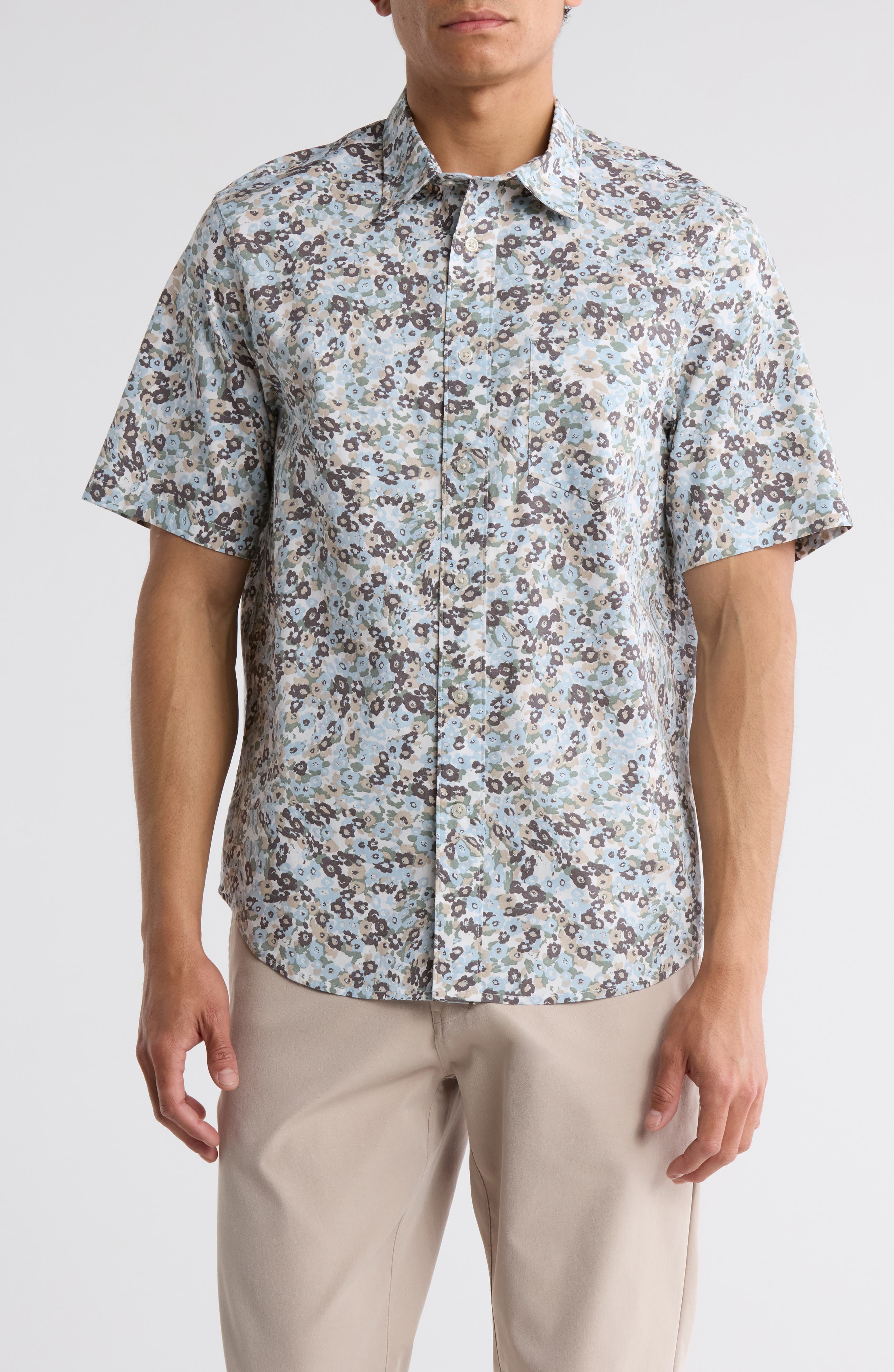 14th & Union Floral Cotton Poplin Short Sleeve Button-Up Shirt