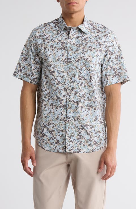 Floral Cotton Poplin Short Sleeve Button-Up Shirt