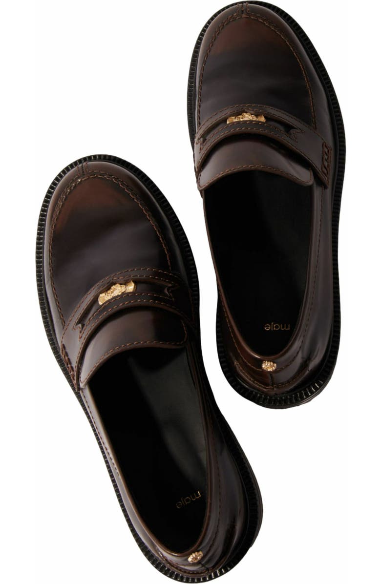 maje Brushed leather loafers, Alternate, color,