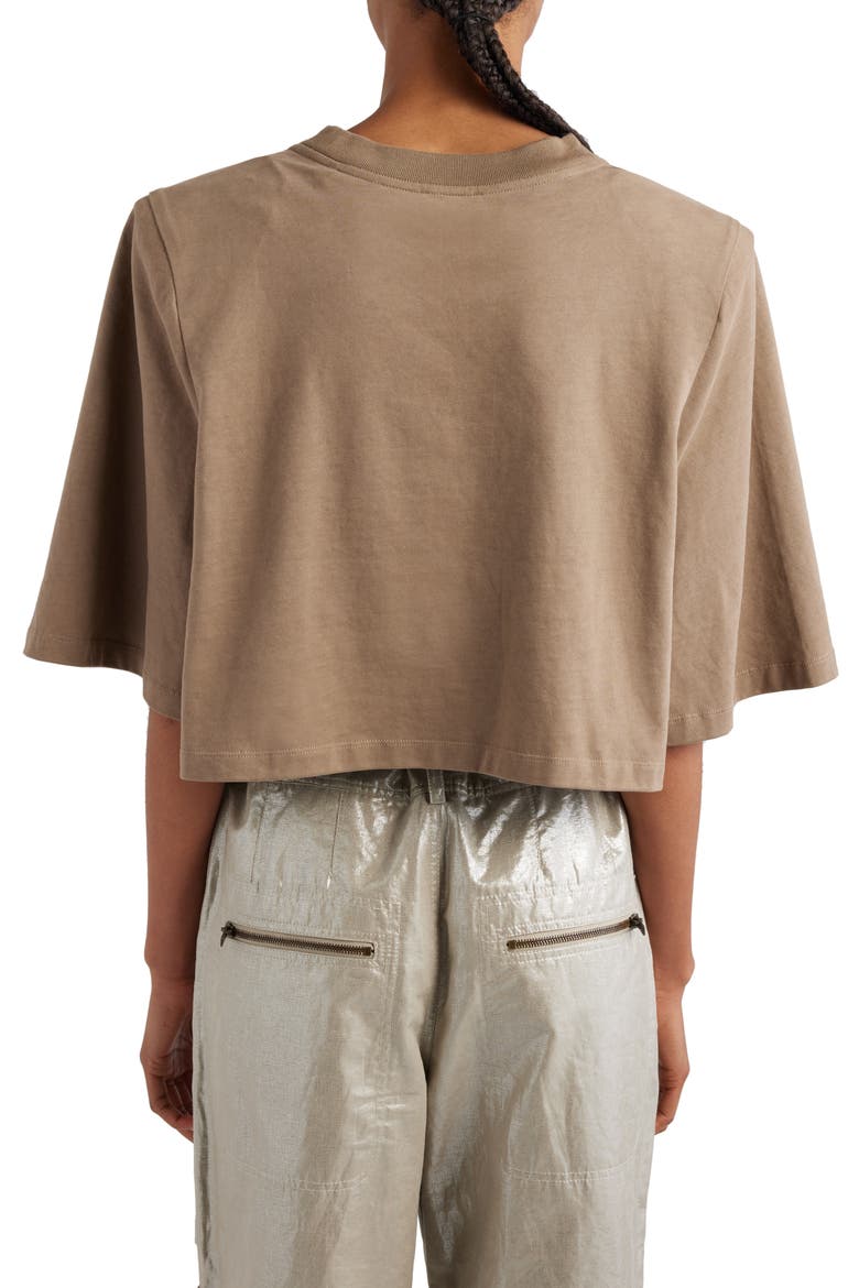 Zaely Shoulder Pad Crop Cotton T-Shirt, Alternate, color, KHAKI