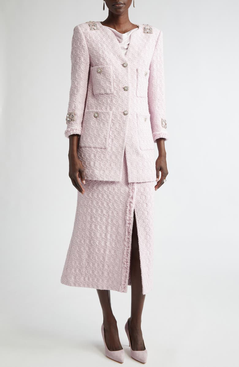 ST. JOHN Honeycomb Tweed Midi Skirt, Alternate, color, Primrose