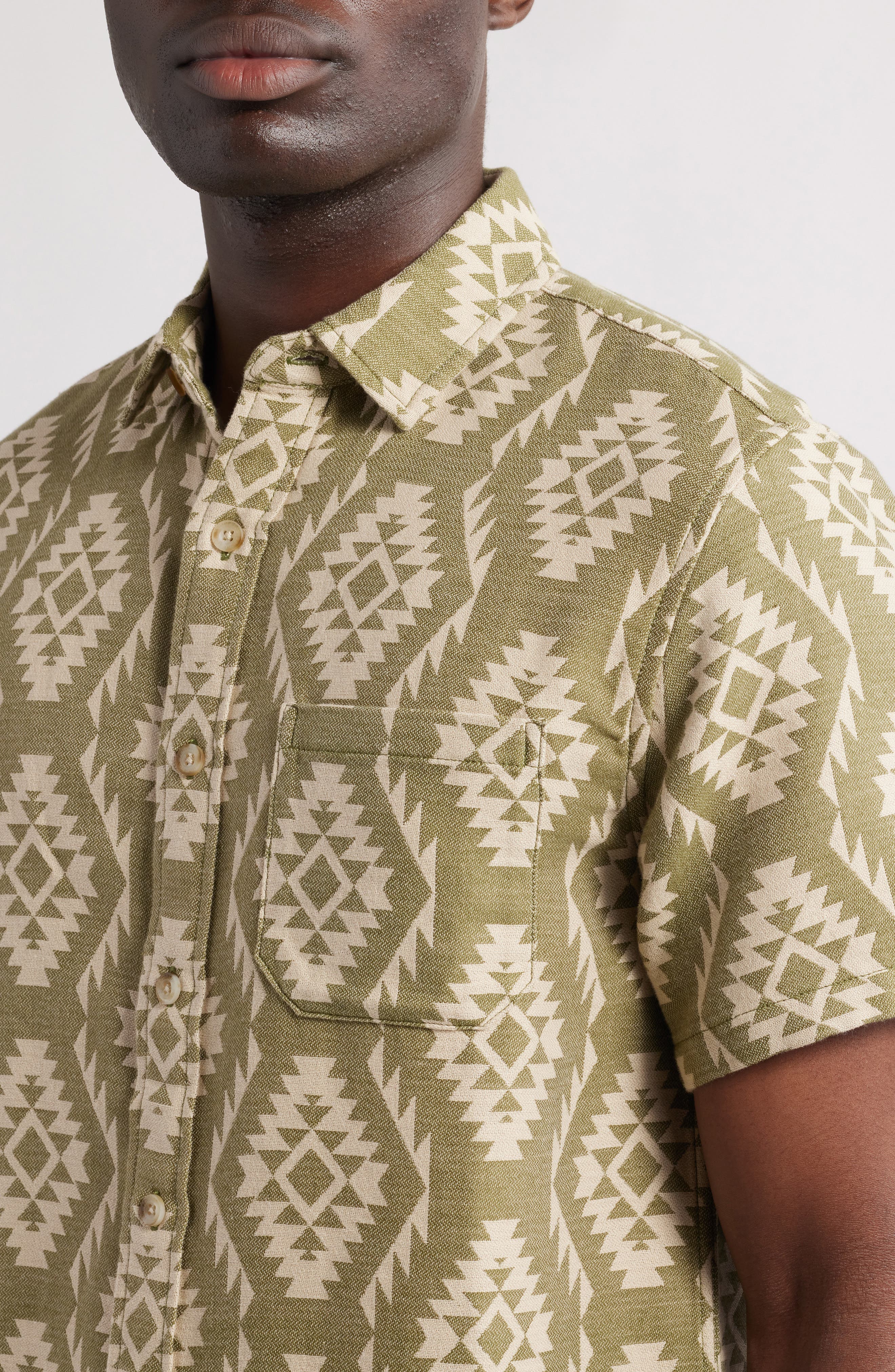 Gateway Print Short Sleeve Cotton Button-Up Shirt - image 2