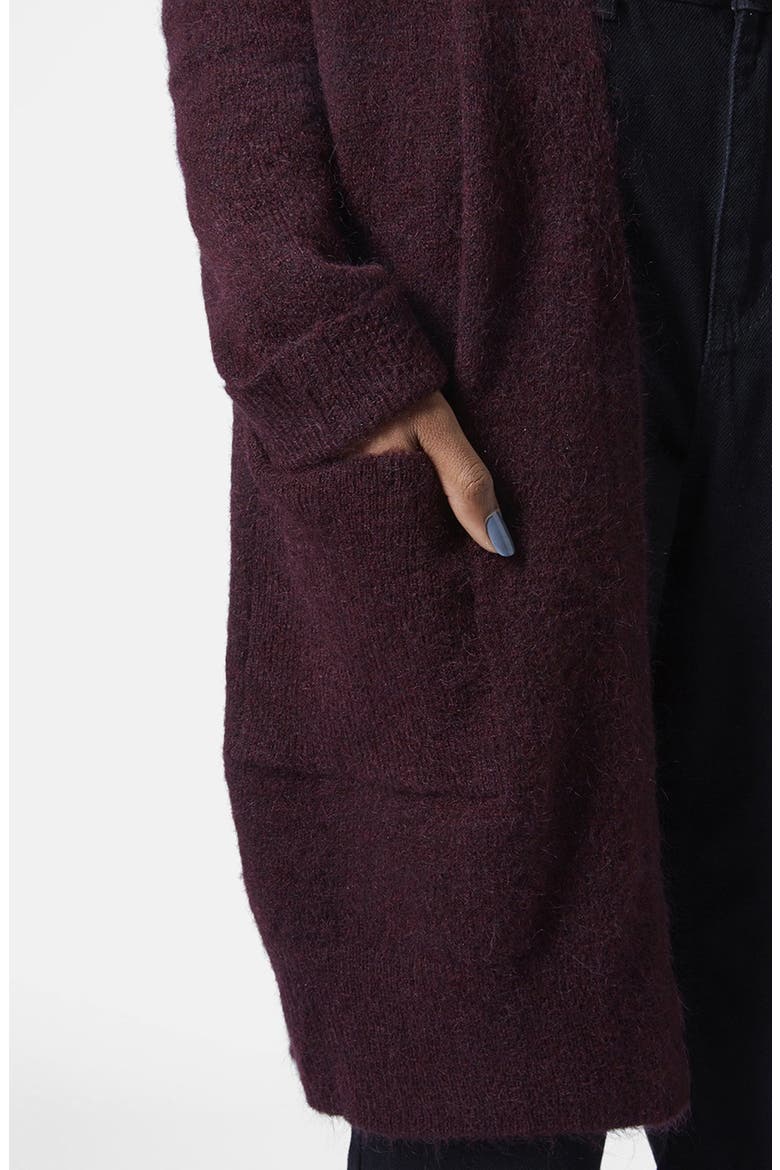 Slouchy Long Cardigan, Alternate, color, BERRY RED