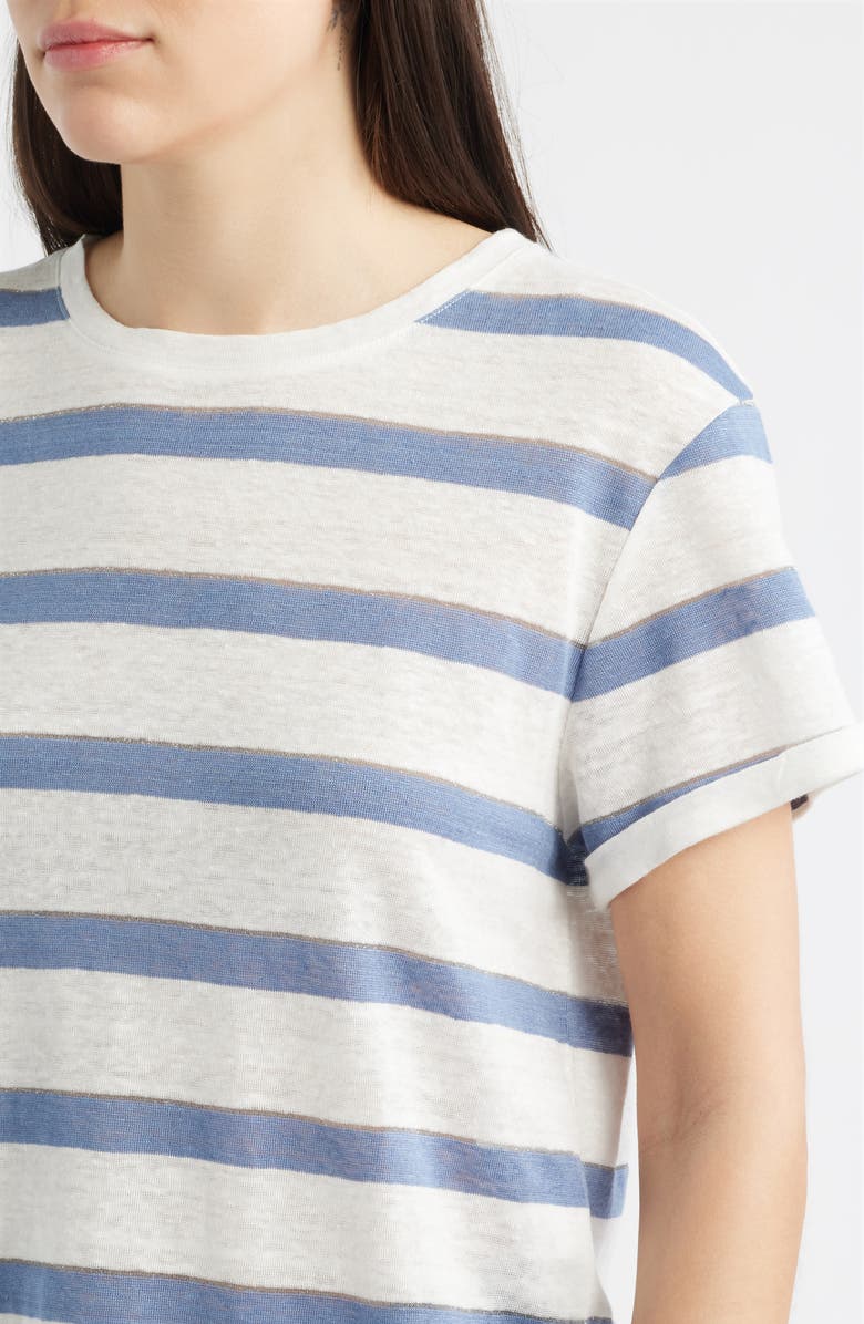 KOBI HALPERIN Kendall Stripe Linen T-Shirt, Alternate, color, Blue/ Ivory