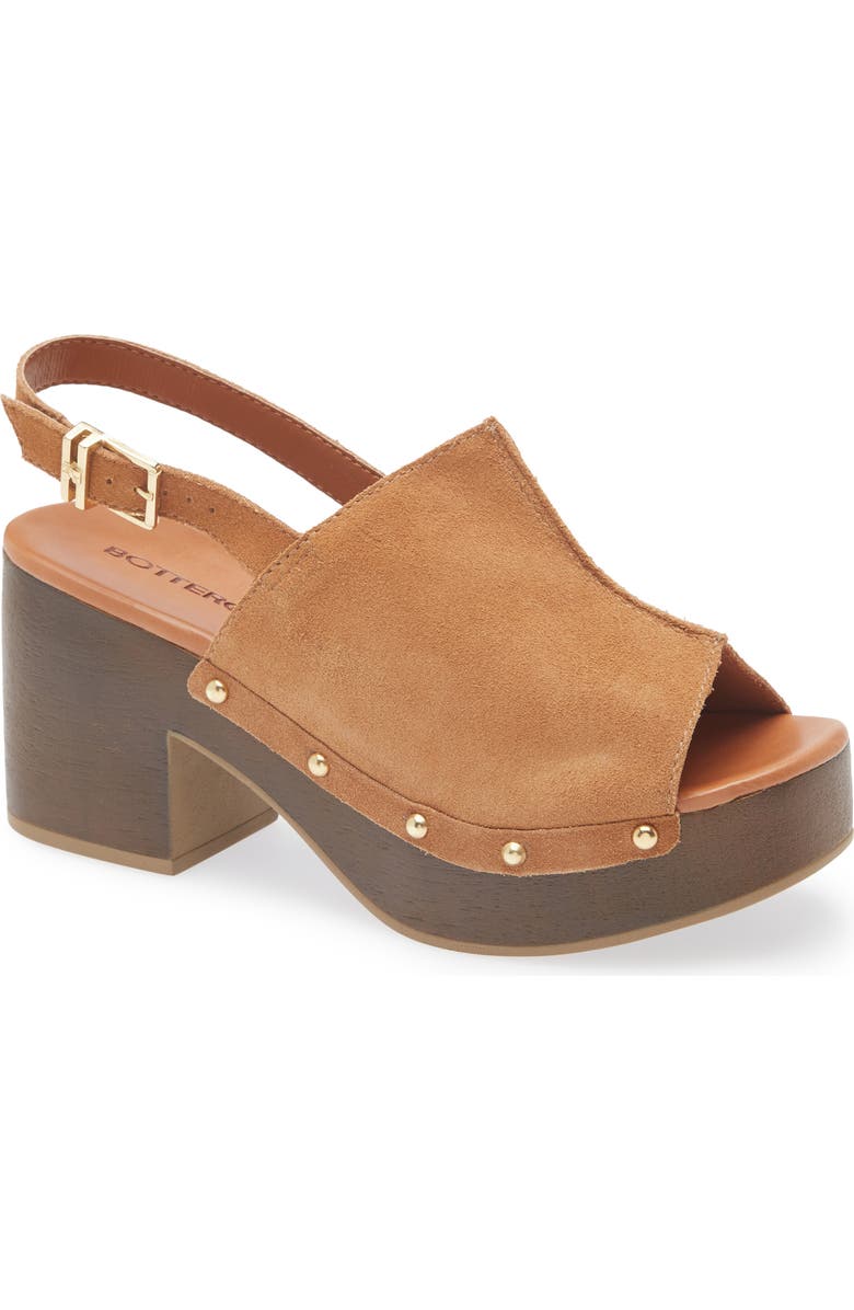 Bottero Slingback Peep Toe Platform Sandal, Main, color, Castanho