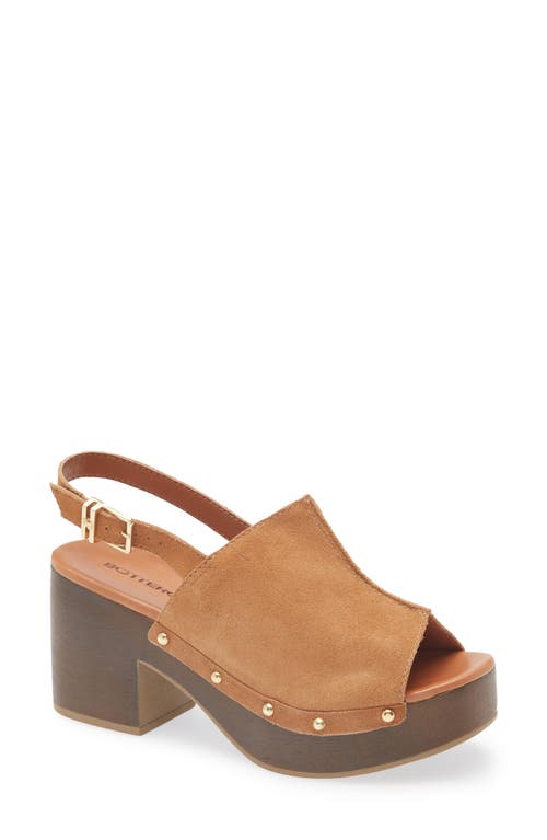 Bottero Slingback Peep Toe Platform Sandal In Brown