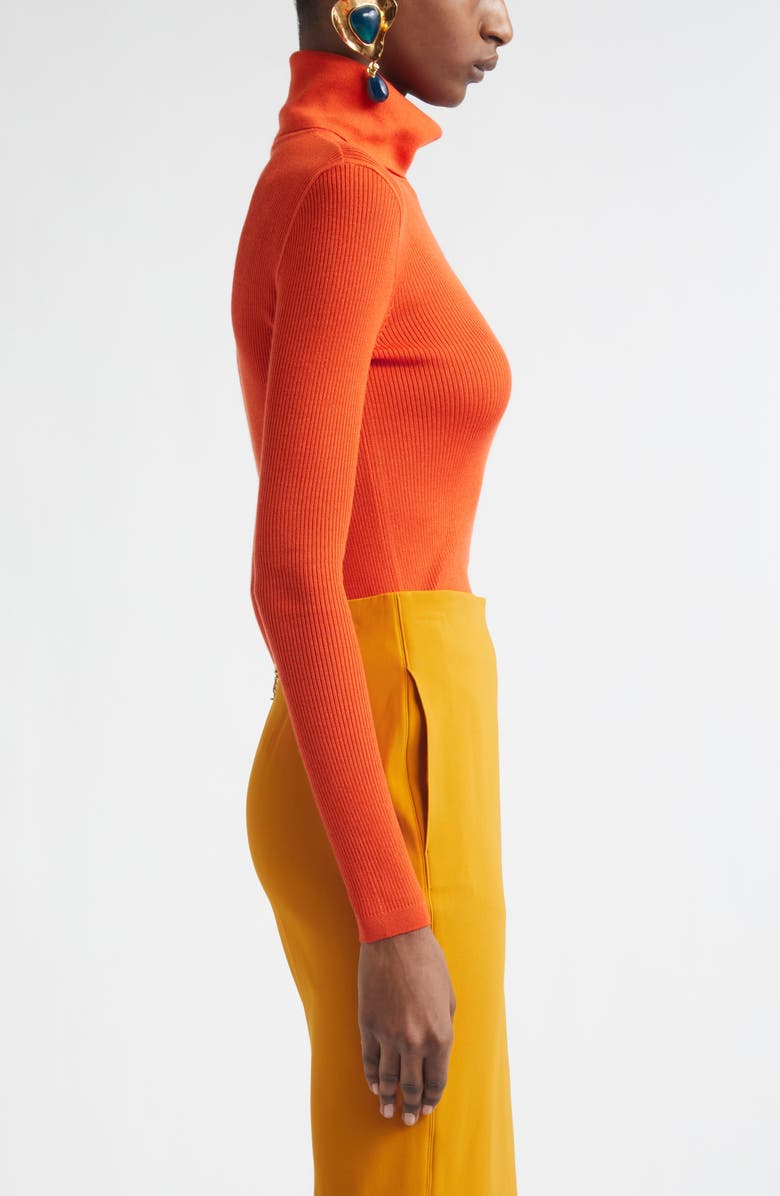 Saint Laurent Cashmere, Wool & Silk Turtleneck Sweater, Alternate, color, Orange