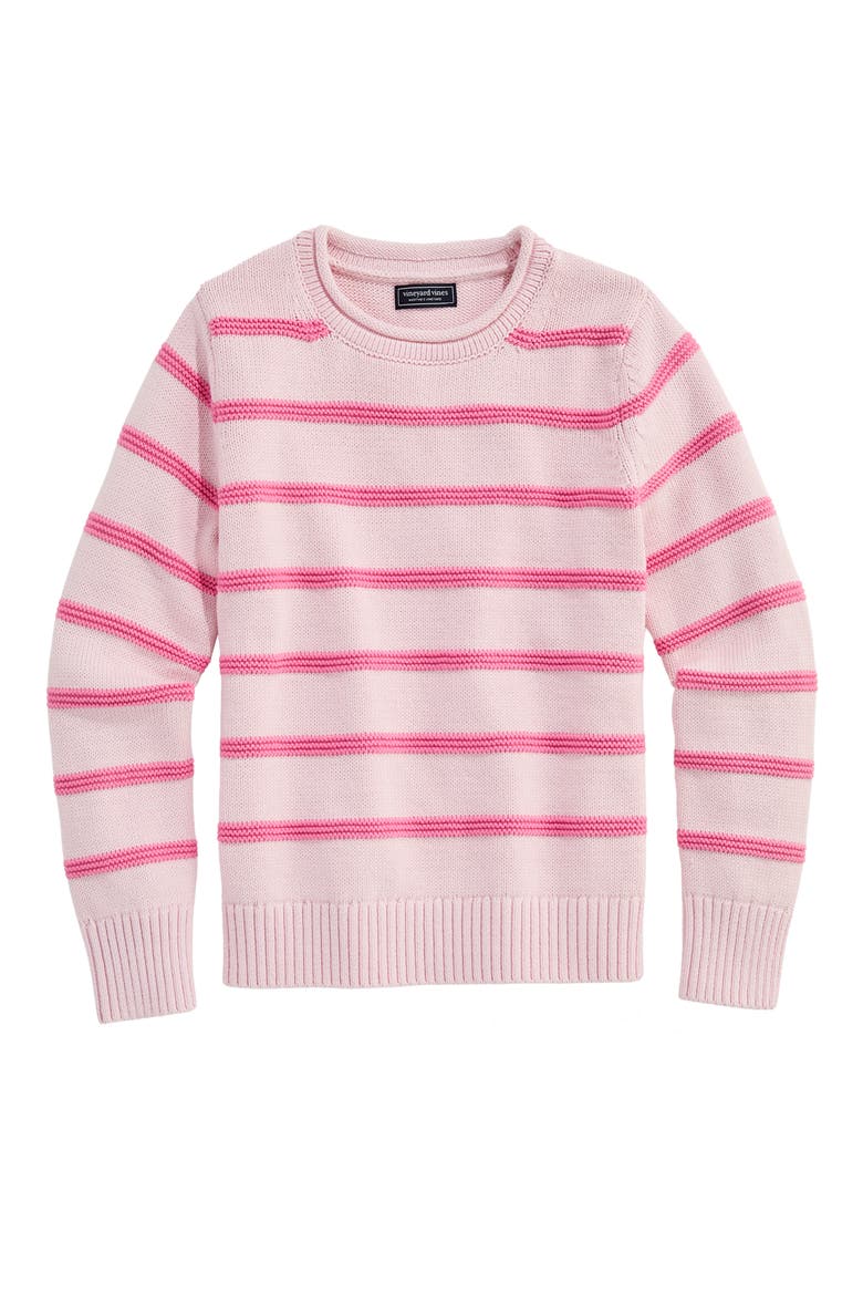 Kids' Striped Roll Neck Sweater, Main, color, PINK DRINK STRIPE