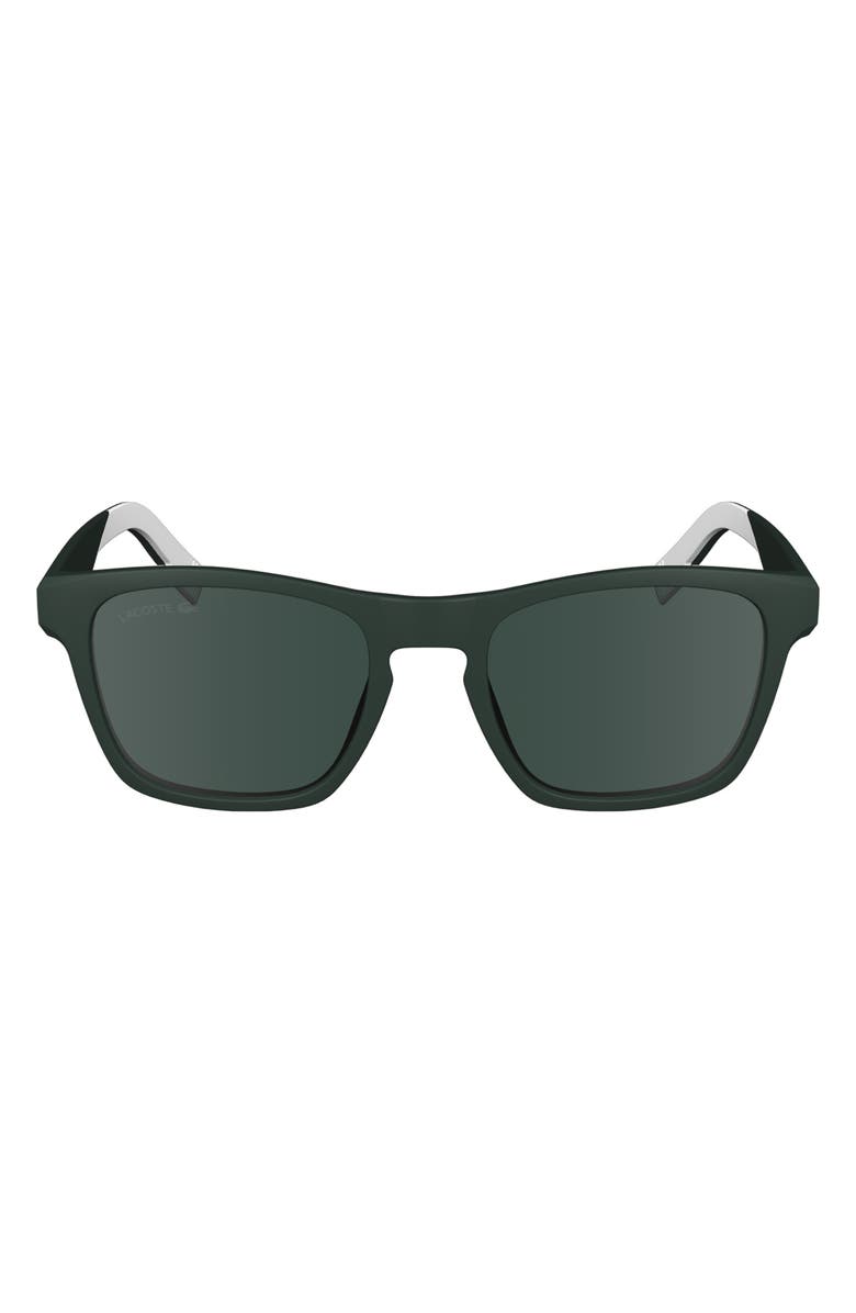 Lacoste 53mm Rectangular Sunglasses, Main, color, Matte Green