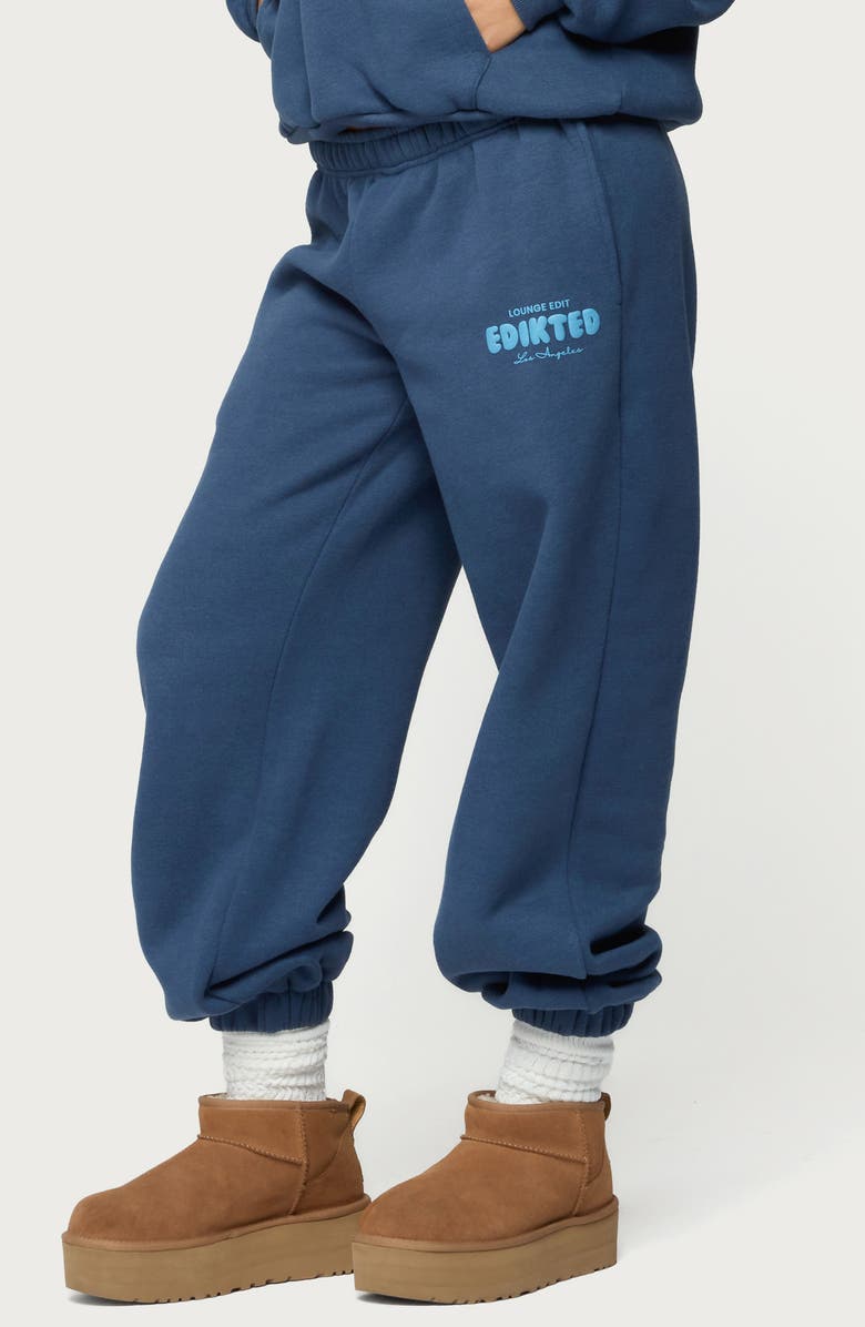 EDIKTED Lounge Edit Logo Sweatpants, Alternate, color, Navy