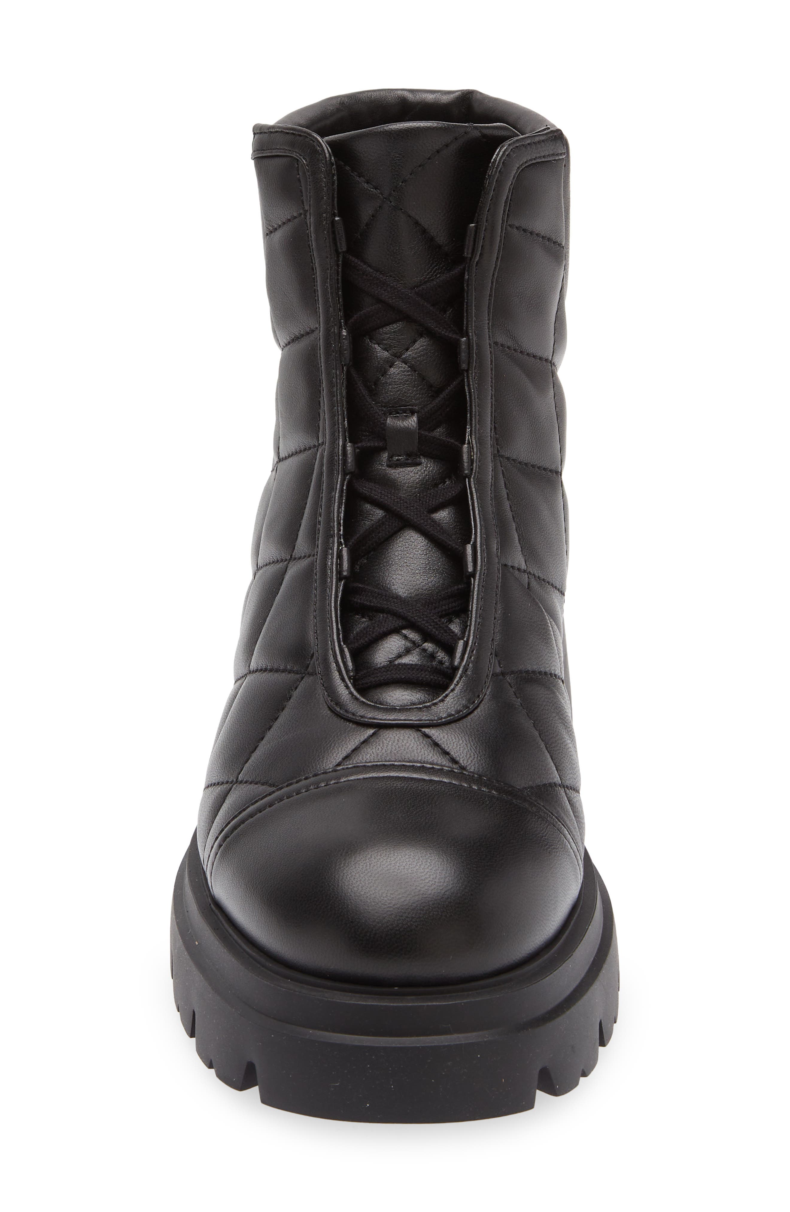 Stuart Weitzman Hudson Quilted Lug Sole Bootie, Alternate, color, Black