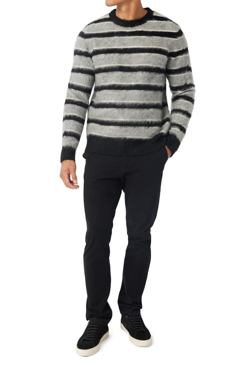 Stripe Mohair & Wool Blend Crewneck Sweater, Alternate, color, BLACK