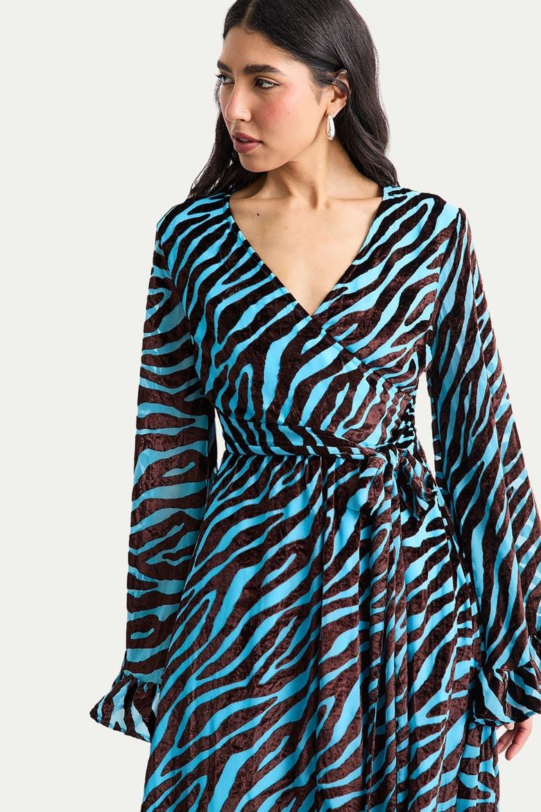 Burnout Velvet Plunge Maxi Dress, Alternate, color, Blue