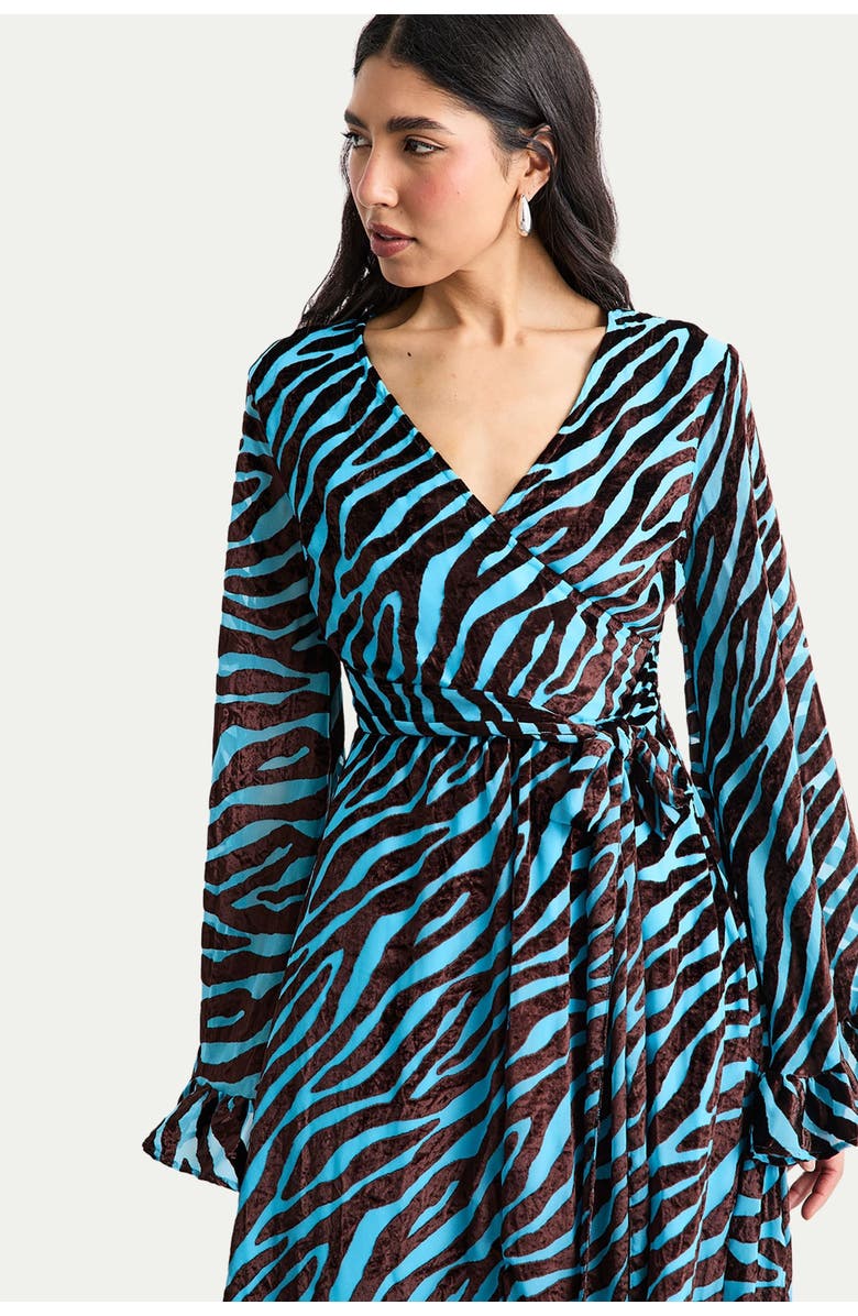 Warehouse Burnout Velvet Plunge Maxi Dress, Alternate, color, Blue
