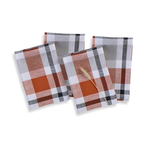 Linen Dinner Napkins - Fall Buffalo Check, 20" x 20" Inch