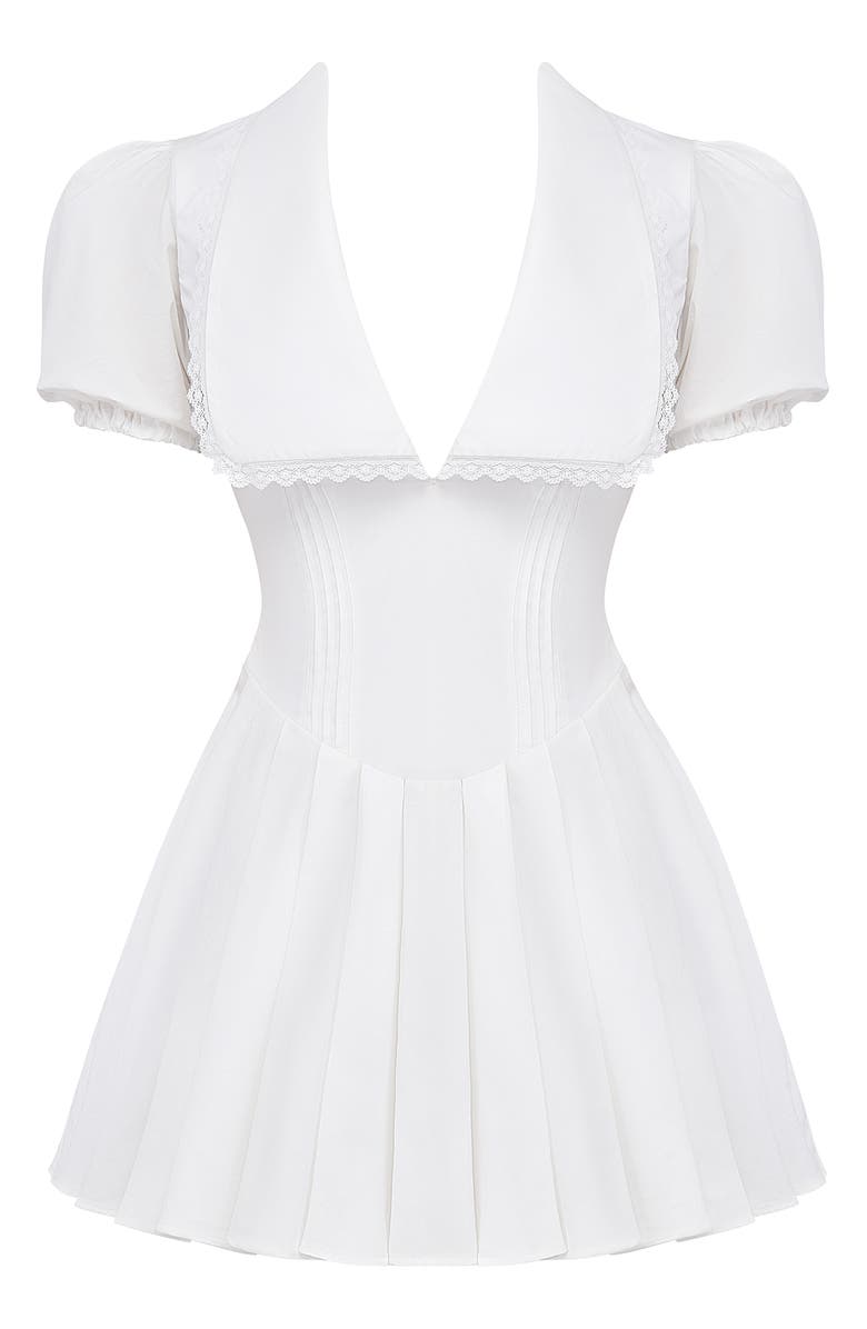 HOUSE OF CB Piera Cotton Blend Fit & Flare Dress, Alternate, color, White