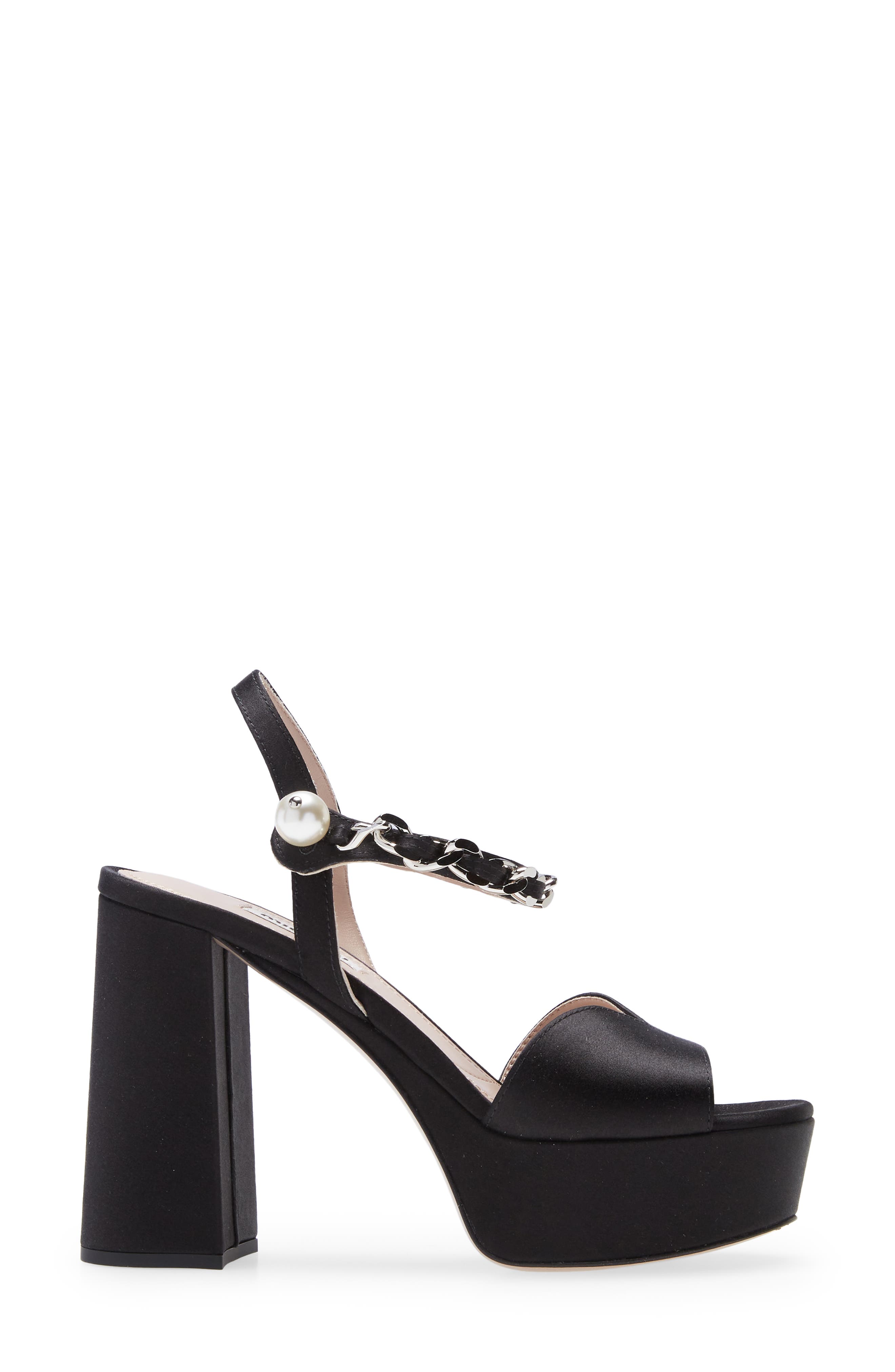 Miu Miu Chain Platform Sandal, Alternate, color, 