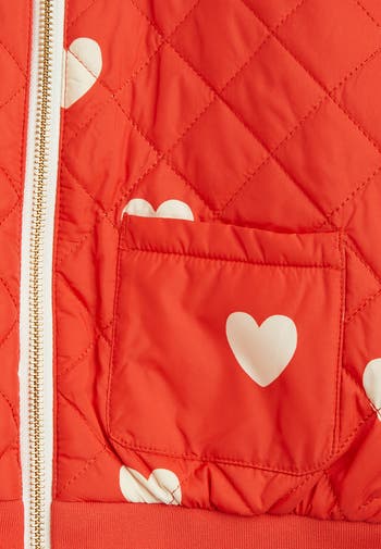 Mini Rodini Kids' Heart Print Quilted Baseball Jacket