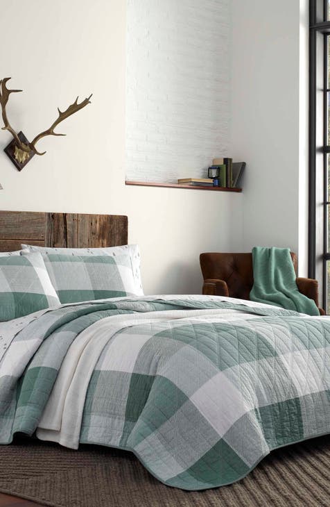 Boulder Plaid King Quilt Set - Green