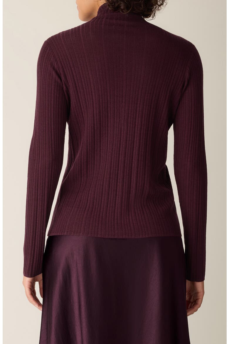 Rib Turtleneck Wool Sweater, Alternate, color, WINE