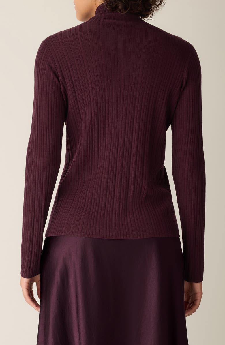 Eileen Fisher Rib Turtleneck Wool Sweater, Alternate, color, Wine