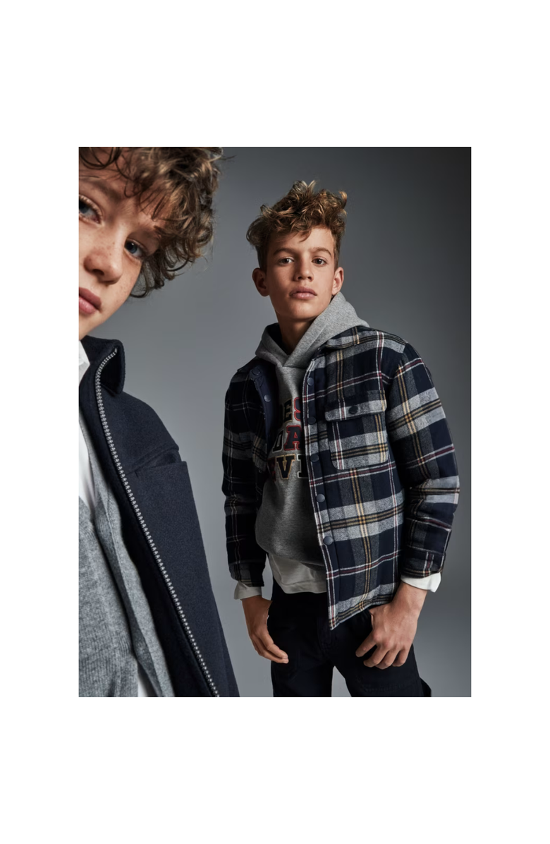 Mayoral Reversible Quilted Overshirt, Alternate, color, Navy