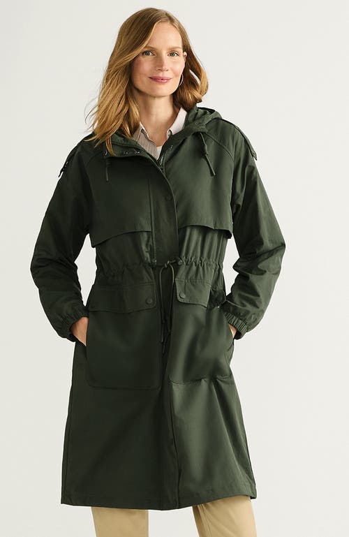 Lands' End Crinkle Raincoat In Rich Olive Green