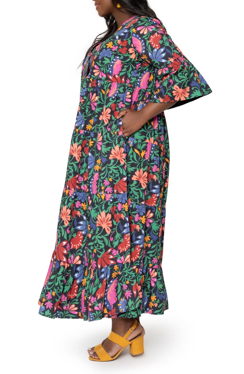 Leota Sariah Floral Print Ruffle Dress, Alternate, color, 