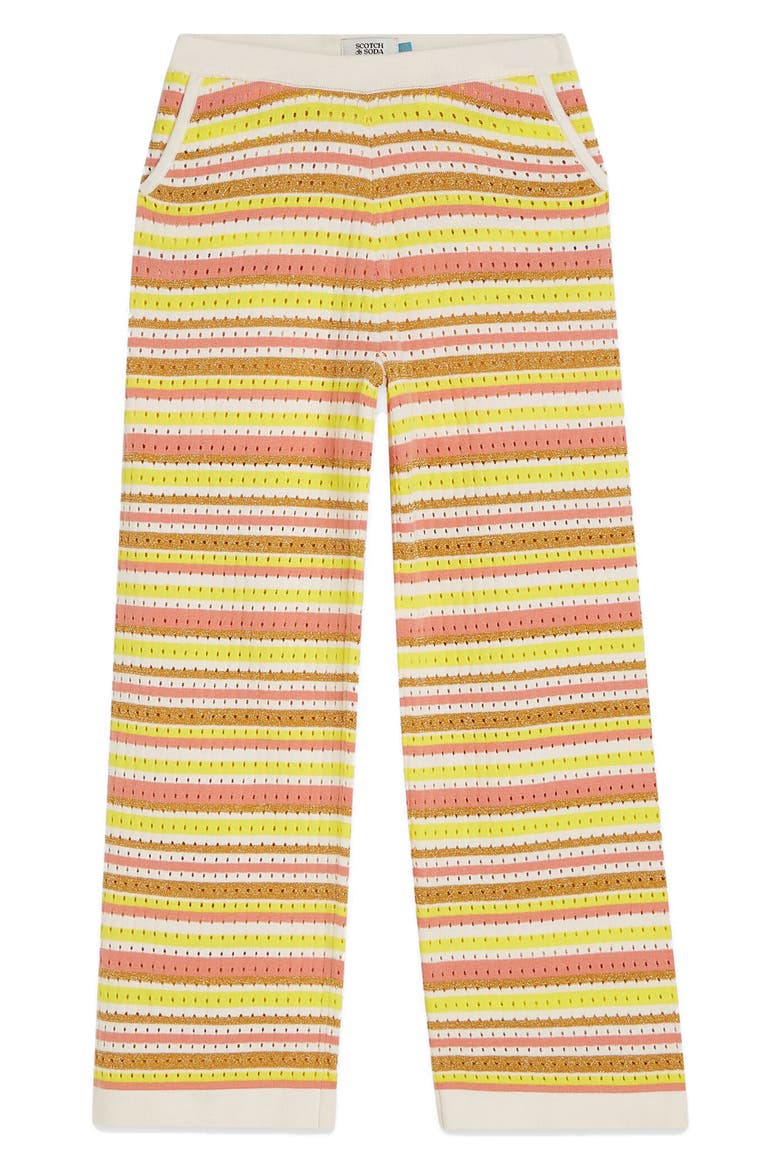 Kids' Stripe Open Stitch Sweatpants, Main, color, STRIPE BLAZING YELLOW