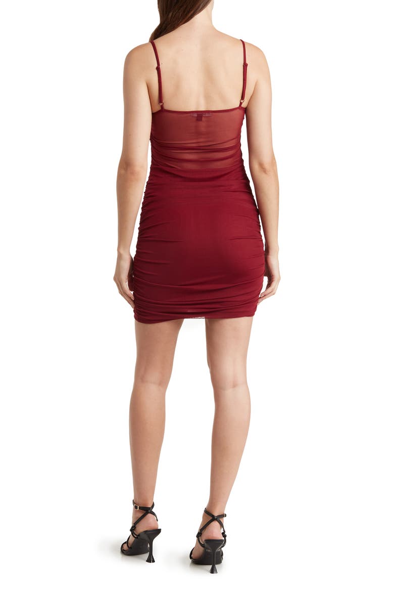 Mesh Shirred Minidress, Alternate, color, WINE