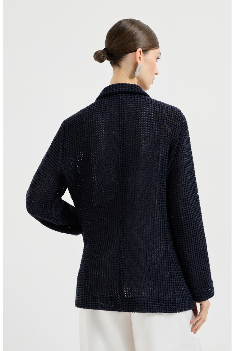 Net knit blazer, Alternate, color, Blue