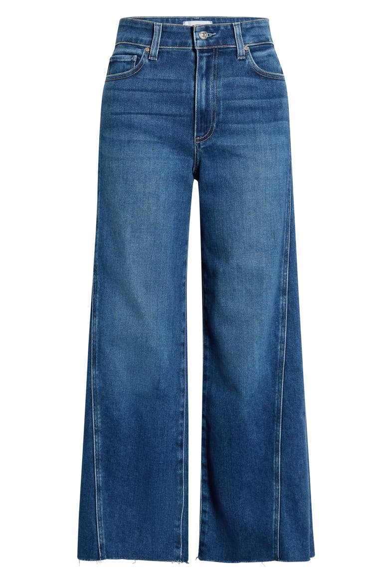 Anessa Twisted Seam Raw Hem High Waist Ankle Wide Leg Jeans, Alternate, color, HOLLYHOCK
