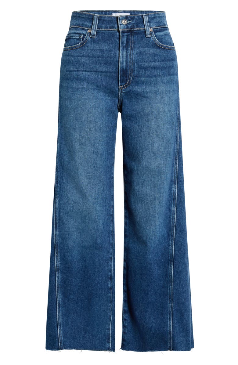 PAIGE Anessa Twisted Seam Raw Hem High Waist Ankle Wide Leg Jeans, Main, color, Hollyhock