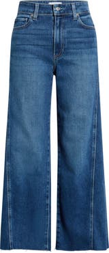 PAIGE Anessa Twisted Seam Raw Hem High Waist Ankle Wide Leg Jeans