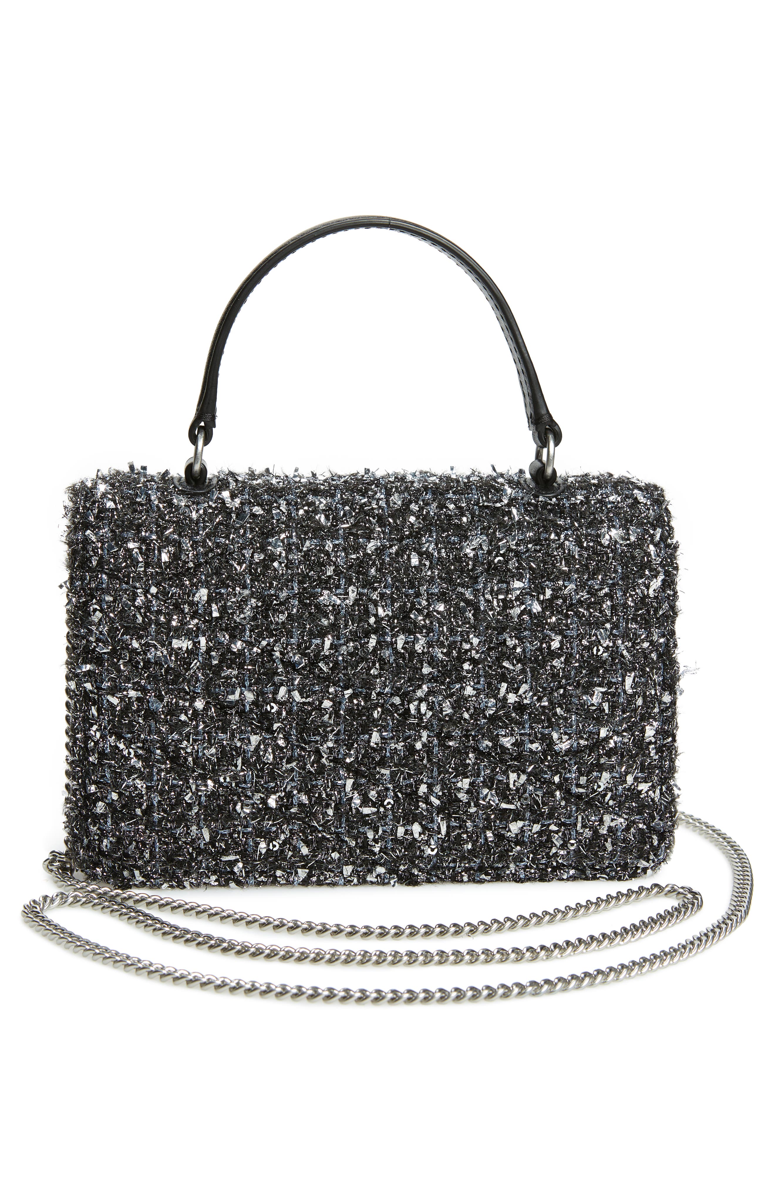 Tory Burch Mini Kira Chevron Tweed Tote, Alternate, color, 