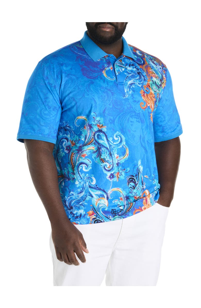 Robert Graham DXL Big & Tall  Royal Scroll Polo Shirt, Main, color, 