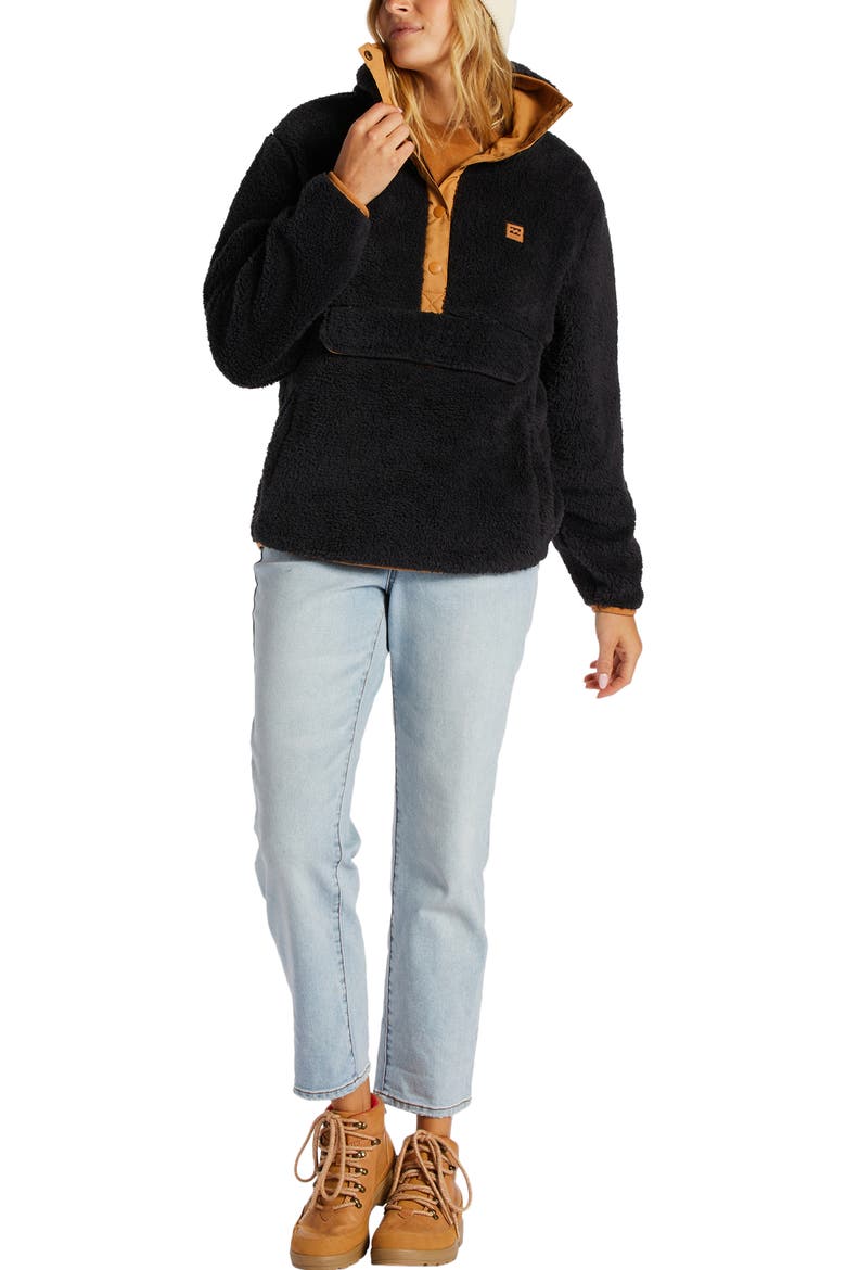 Switchback Textured Fleece Pullover, Alternate, color, BLACK SANDS