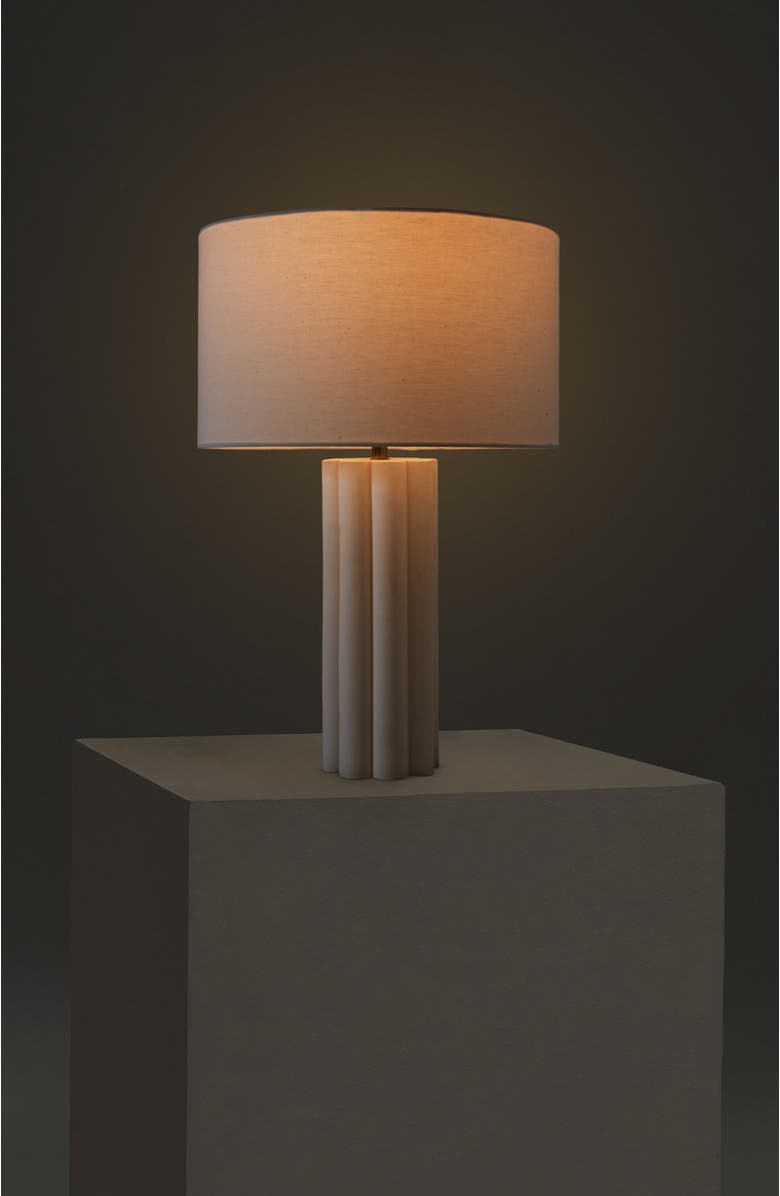 Brightech Becca 24" LED Geometric Pillar Table Lamp with Cream Fabric Shade, Bulb Included, Alternate, color,