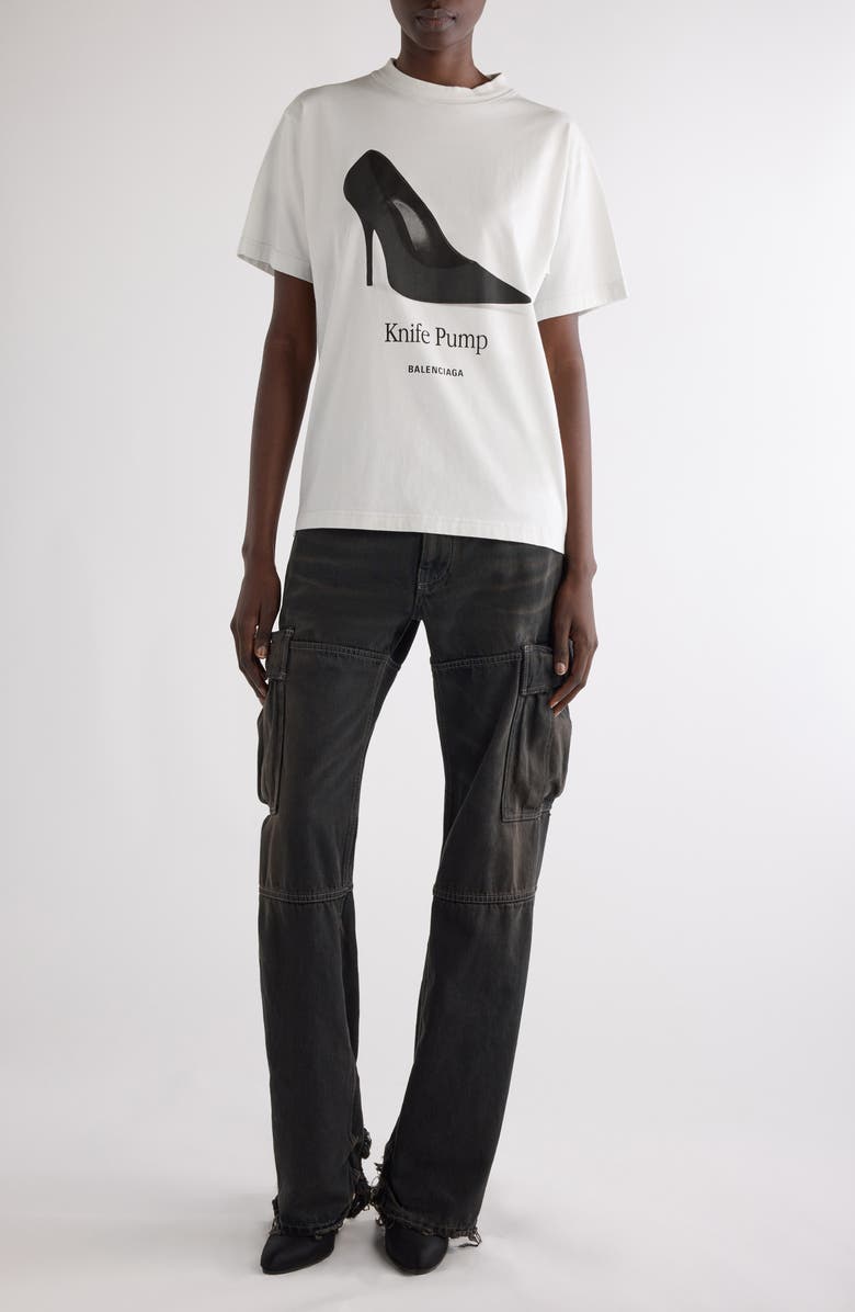 Balenciaga Fitted Knife Pump Graphic T-Shirt, Alternate, color, 9012 Dirty White